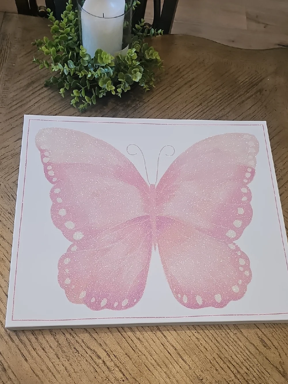 Pink Glitter Butterfly Wall Art